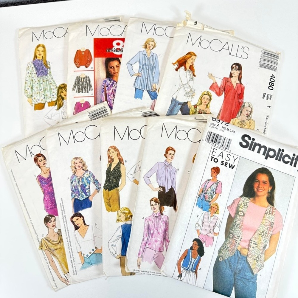 VTG Lot 9‎ UNCUT McCalls Simplicity Sewing Patterns Tops Blouses Vests 1990s Y2K